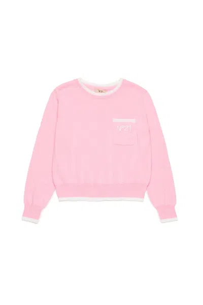 N°21 Kids' Cotton Pullover With Pocket In Pink