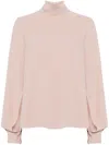 N°21 Puff-sleeves Crepe Blouse In Brown