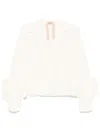 N°21 White Pleated Ruffle Sleeve Blouse In White