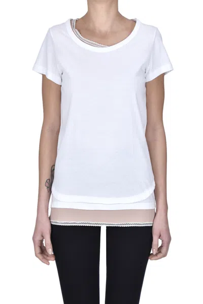 N°21 Crepe Inserts T-shirt In White