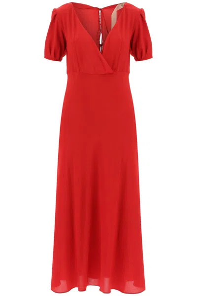 N°21 Crepe Midi Dress In Rosso