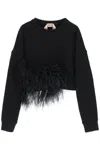 N°21 CROPPED SWEATSHIRT WITH FEATHERS