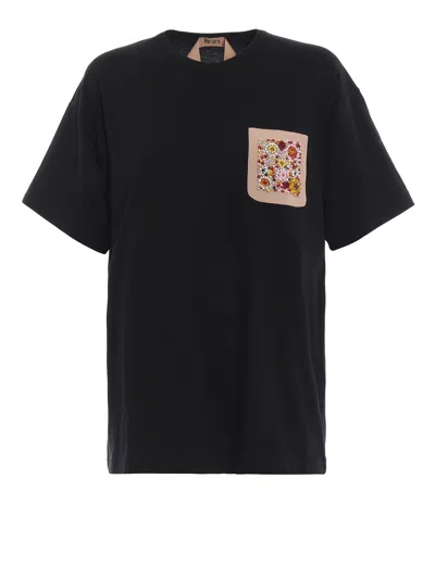 N°21 Crystal Embellished Over T-shirt In Black
