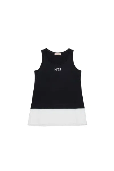 N°21 Kids' Double-layer Sleeveless T-shirt In Black