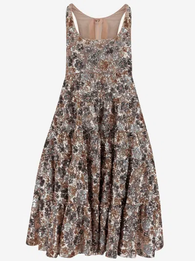 N°21 DRESS WITH FLORAL PAILLETTES PATTERN