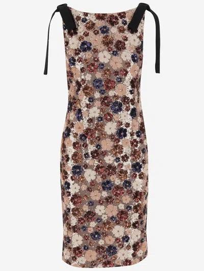 N°21 Dress With Floral Paillettes Pattern In Red
