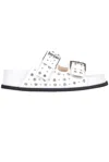 N°21 Crystal-embellished Double-strap Slides In White