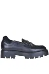N°21 Woman Loafers Black Size 8 Leather, Textile Fibers In Black