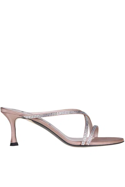 N°21 Embellished Satin Mules In Cipria