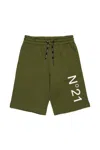 N°21 Logo Shorts In Green