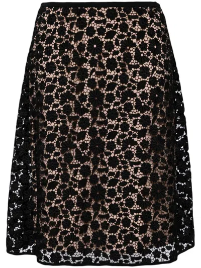 N°21 Floral-lace Midi Skirt In Black