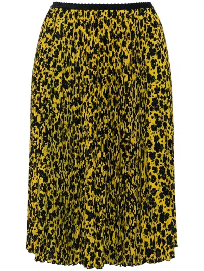 N°21 Floral-print Pleated Skirt In Yellow