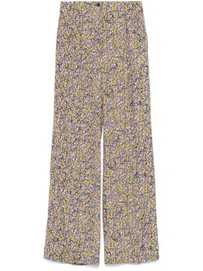 N°21 Floral-print Straight-leg Trousers In Gray