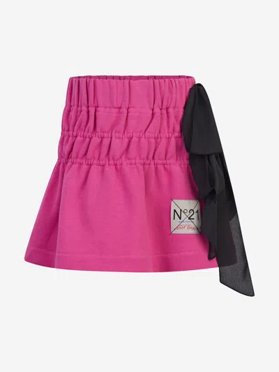 N°21 Kids' Girls Skirt - Cotton Skirt With Chiffon Bows In Pink