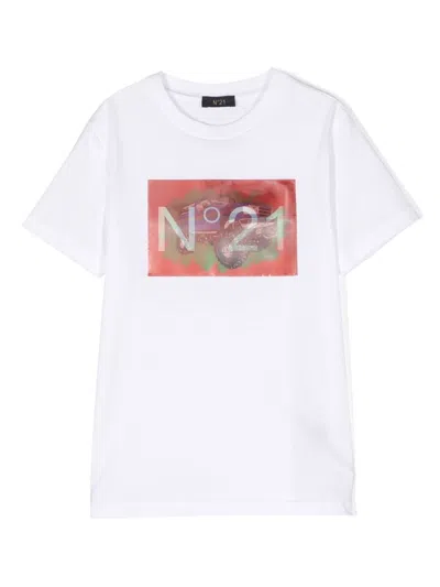 N°21 Kids' T-shirts In White