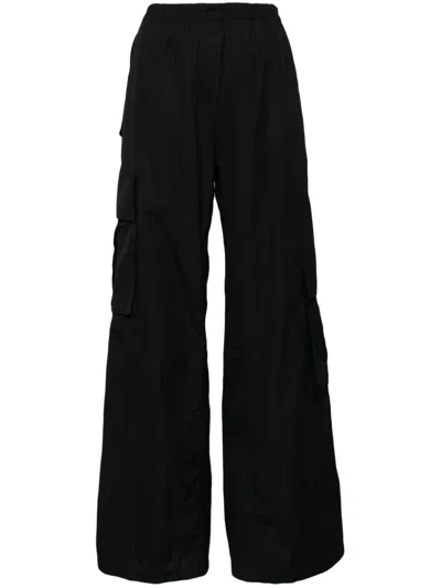 N°21 High-waisted Cotton Cargo Trousers In Black