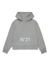 N°21 Felpa Con Cappuccio E Logo In Grey