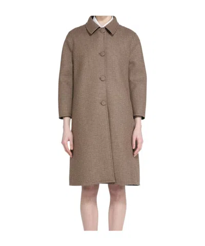 N°21 Houndstooth Coat In Brown