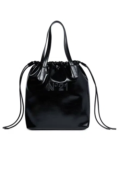 N°21 Kids' Imitation Leather Tote Bag In Black