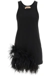 N°21 JERSEY MINI DRESS WITH FEATHERS