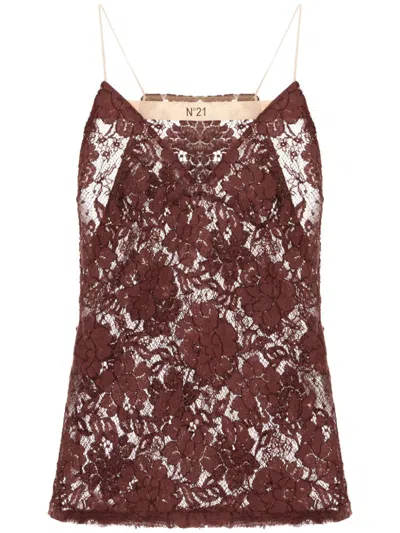 N°21 Woman Top Burgundy Size 10 Cotton, Polyamide, Viscose In Red
