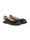 N°21 Ballerine Slingback In Pelle Con Fiocco In Black