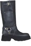 N°21 Knee-high Platform Leather Boots In Grey