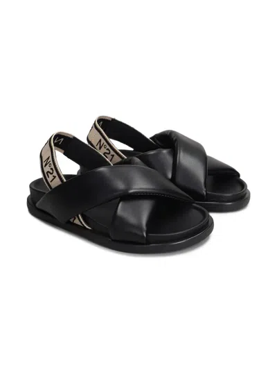N°21 Kids' Leather Sandals In Black