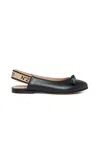 N°21 Ballerine Slingback In Pelle Con Fiocco In Black