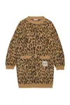 N°21 Leopard-print Wool-blend Dress In Brown