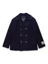 N°21 Logo-appliqué Double-breasted Coat In Blue