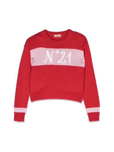 N°21 Kids' Logo-print Knit Jumper In Red