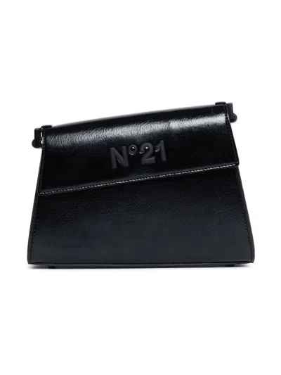 N°21 Kids' Logo Debossed Shoulder Bag In Black