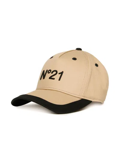 N°21 Kids' Logo-embroidered Baseball Cap In Neutrals