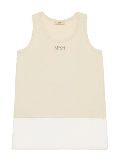 N°21 Kids' T-shirt Smanicata Double-layer In White