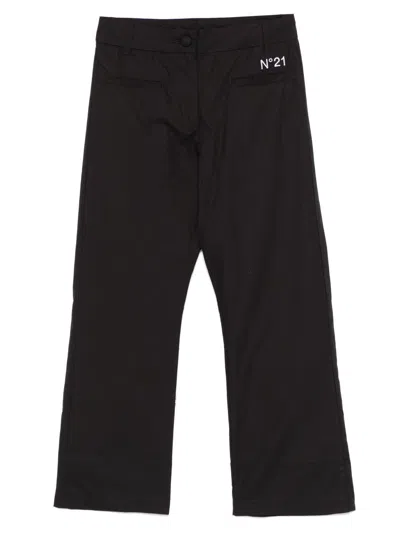 N°21 Kids' Logo-embroidered Trousers In Black