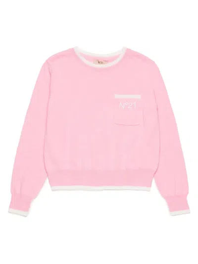 N°21 Kids' Logo-embroidery Jumper In Pink