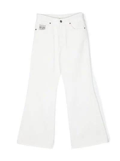 N°21 Kids' Logo-patch Denim Pants In White