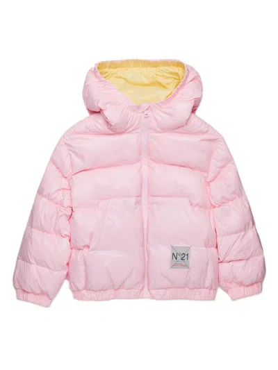 N°21 Kids' Logo-patch Padded Jacket In Pink