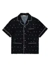 N°21 Camicia Bowling In Crêpe Allover Palms In Black