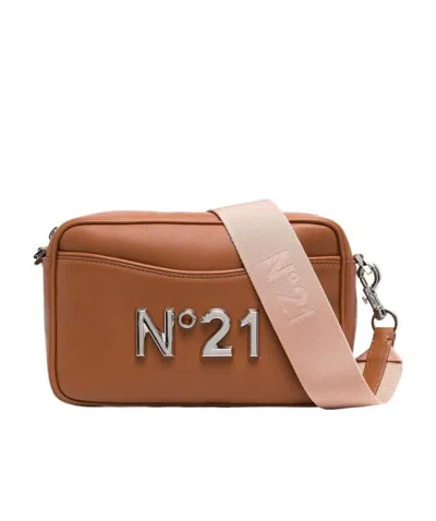 N°21 Logo-plaque Leather Crossbody Bag In Brown