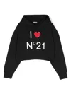 N°21 Kids Black Hoodie For Girls In Black