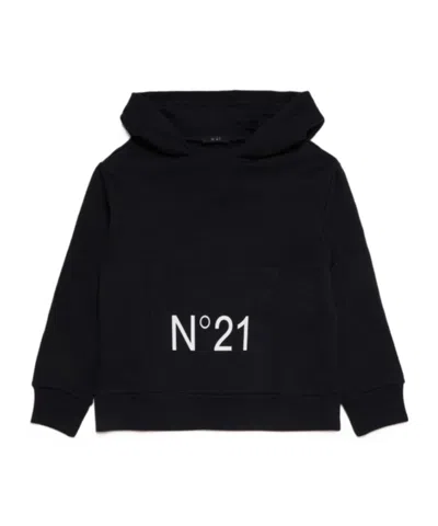 N°21 Nº21 KIDS LOGO-PRINTED LONG SLEEVED HOODIE