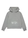 N°21 Felpa Con Cappuccio E Logo In Grey