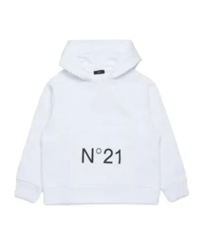 N°21 Logo-print Cotton Hoodie In White