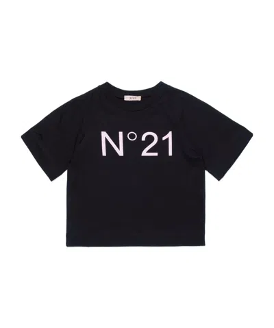 N°21 Kids' Logo-print Cotton T-shirt In Black