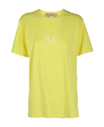 N°21 Logo-print Cotton T-shirt In Yellow