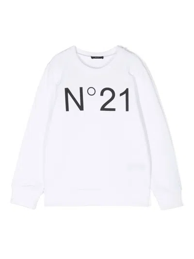 N°21 Kids' Logo-print Crew-neck Sweatshirt In White