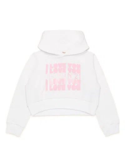 N°21 Kids' Logo-print Hoodie In 白色