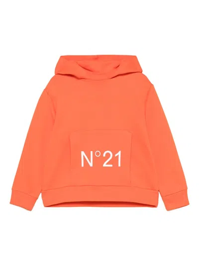 N°21 Kids' Logo-print Hoodie In Orange